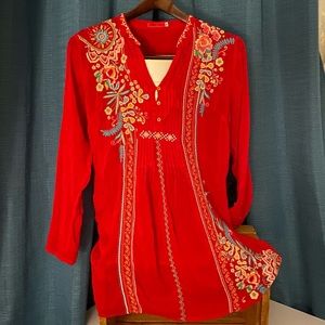 JohnnyWas Tunic Women's Size Medium Embroidered BoHo Style